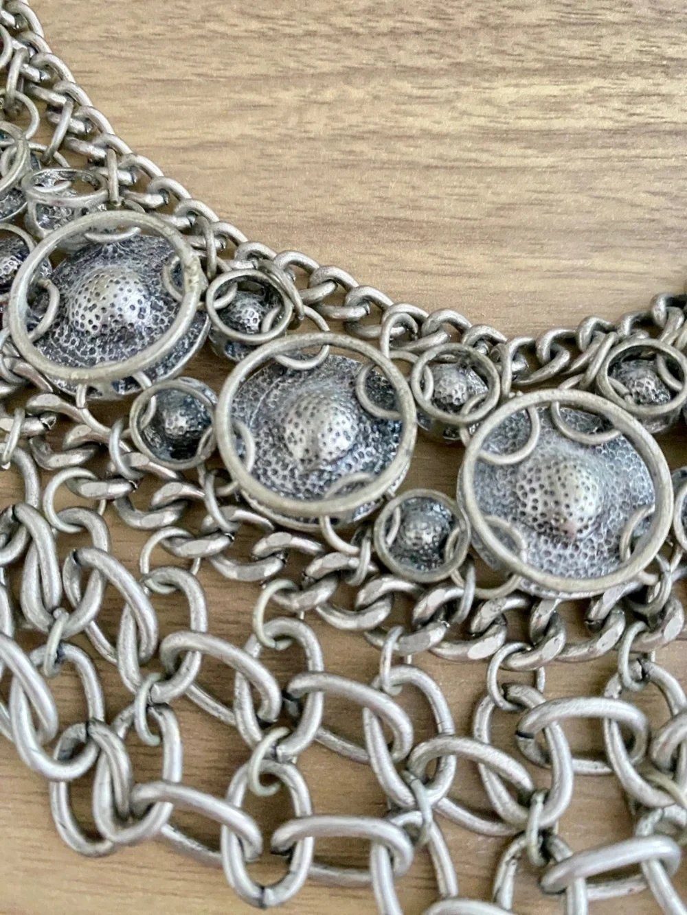 Statement Crystal Multi Chain Bib Necklace Silver Tone Chunky Rhinestone Collar